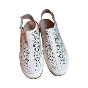 Esprit White Perforated Mules